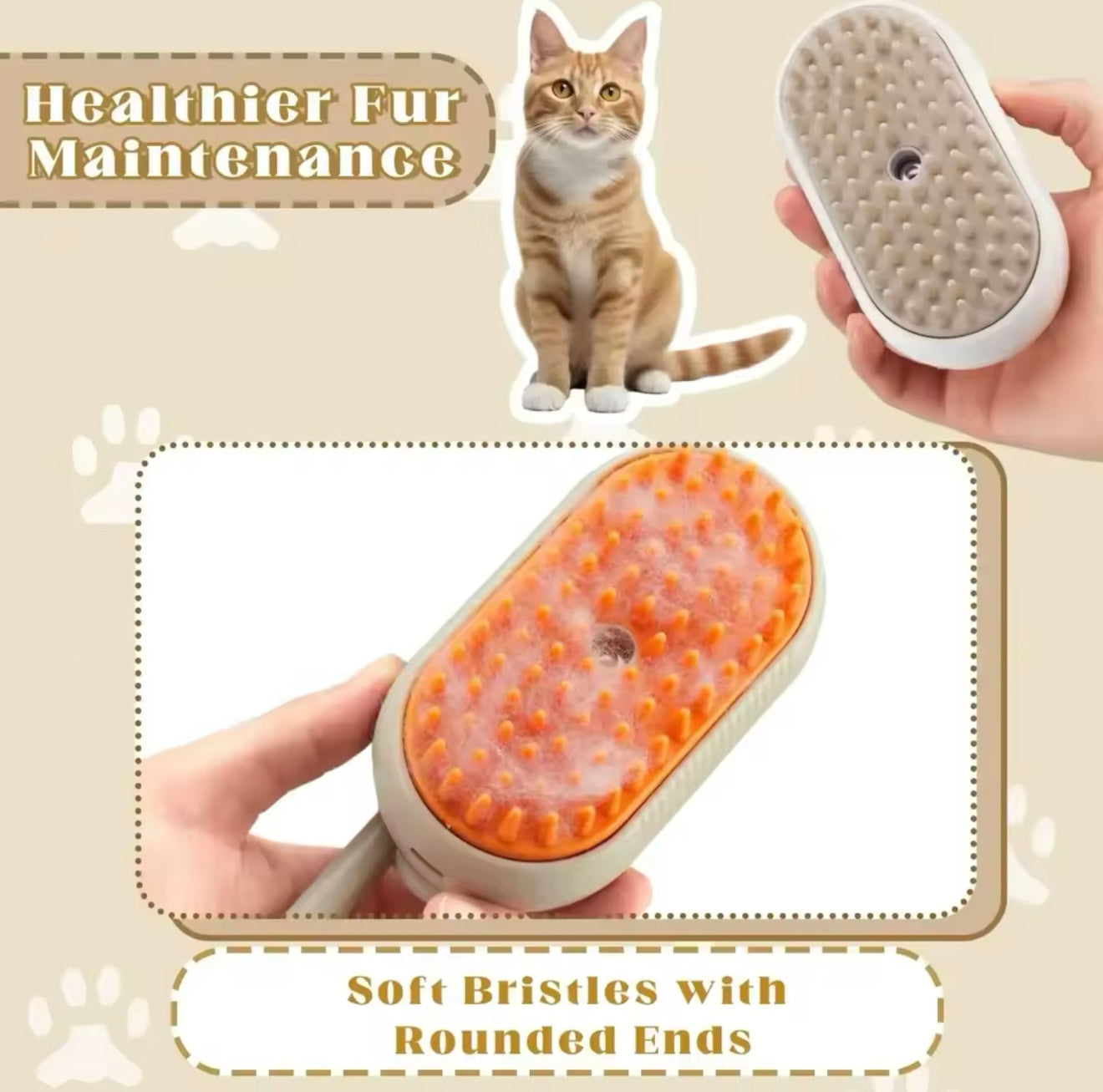 SteamGroom™ - The Ultimate Rechargeable Steaming Pet Brush”